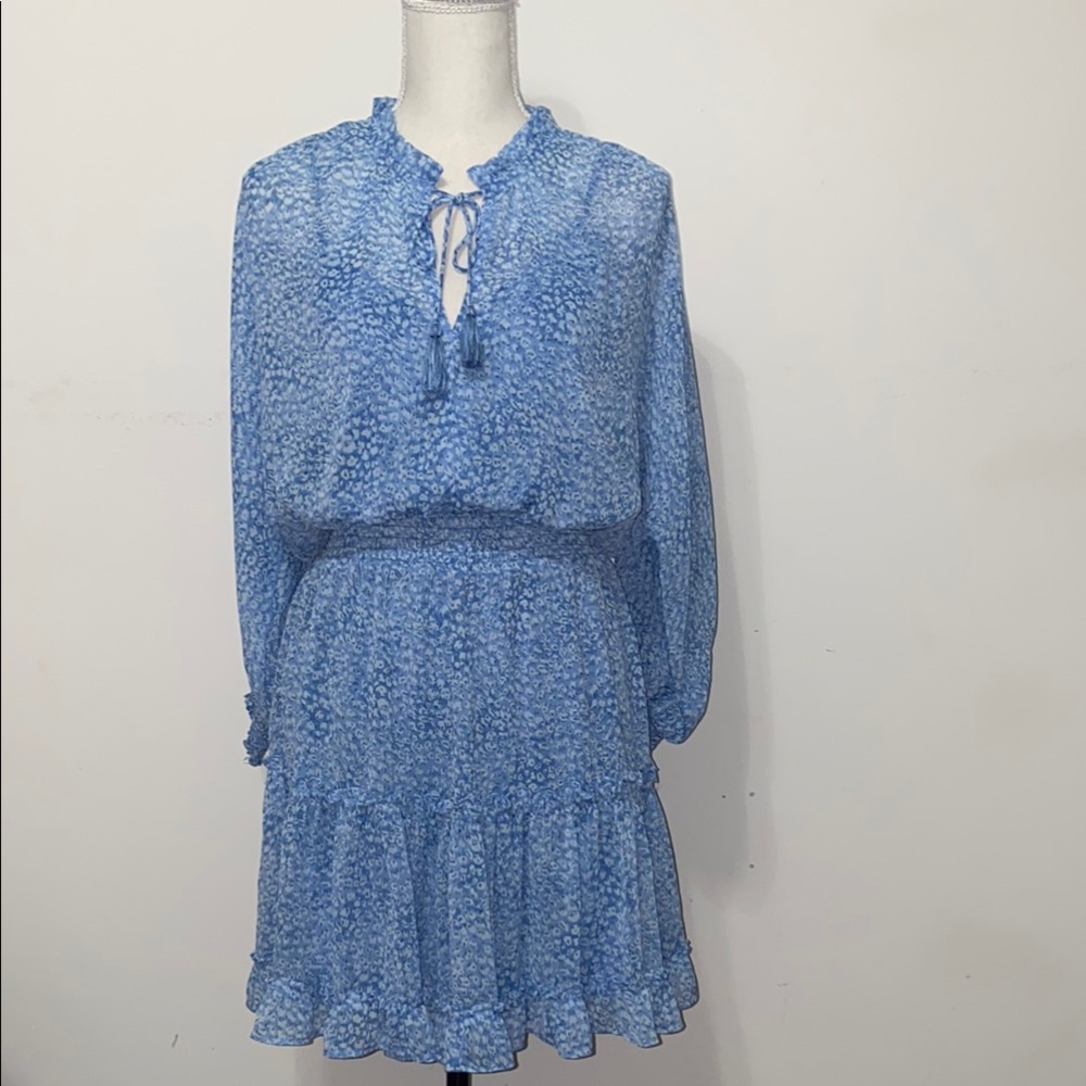 Lovestitch Blue and White Ruffled Tiered Sundress